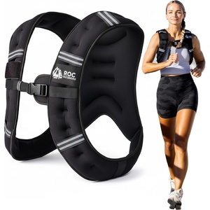 image:imageRoc Outdoors Weighted Vest W RubFree Technology for Woman and Men 5lb10lb15lb20lb30lb Weight Vest with Reflective Stripe for Workout Strength Training Running Walking Fitness Weight Training Weight Loss WeightliftingBlack